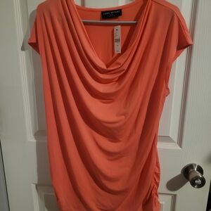 Lane Bryant Women's Vibrant Coral Cowl Neck Blouse